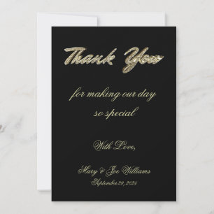 Wedding Thank You Elegant Black Gold Typography