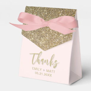 Wedding Thank You Elegant Gold Glitter Favour Boxe Box