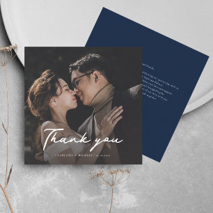Wedding Thank You Elegant Photo Script Custom Card