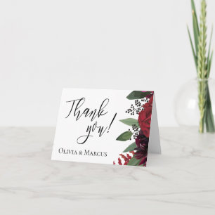 Wedding Thank You    Elegant Rich Burgundy Marsala Card