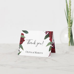 Wedding Thank You    Elegant Rich Burgundy Marsala Card