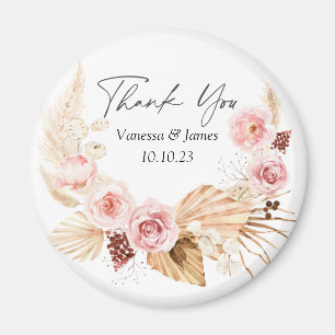 Wedding thank you favour Boho floral pampas grass Magnet