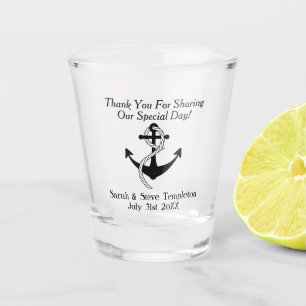 Wedding Thank You Favour Nautical Anchor Bride Shot Glass