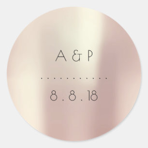 Wedding Thank You Favour Rose Gold Pink Silk Classic Round Sticker