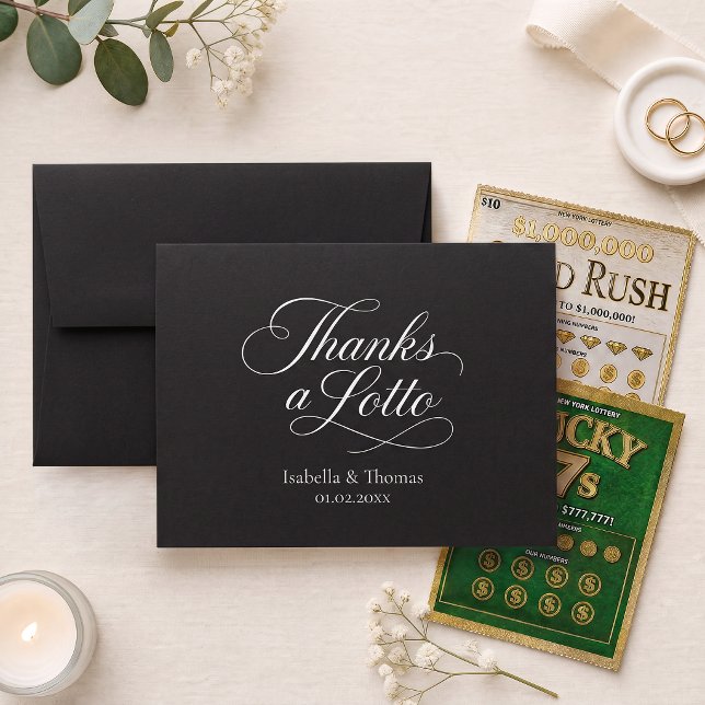 Wedding Thank You Favour Thanks a Lotto Black Envelope (Creator Uploaded)