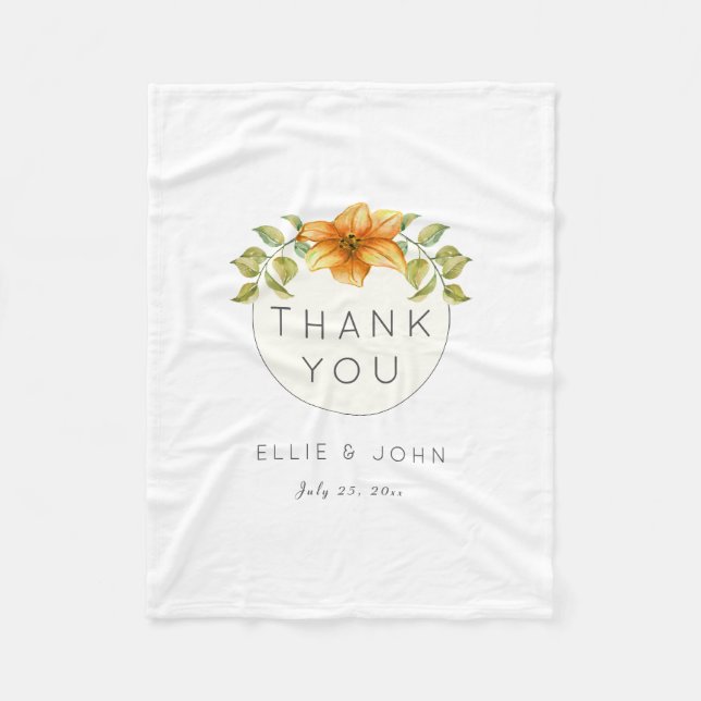 Wedding Thank You Favour Watercolor Star Flower Fleece Blanket (Front)