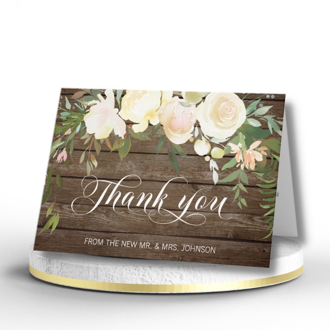 Wedding Thank You Floral Watercolor Rustic Ivory (Creator Uploaded)