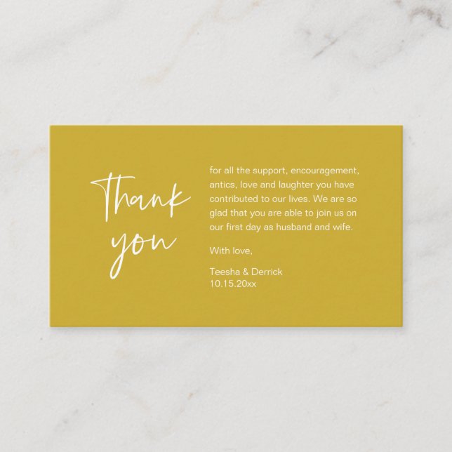 Wedding Thank you for attending, modern minimalist Enclosure Card (Front)