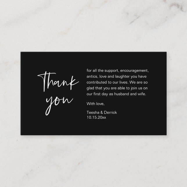 Wedding Thank you for attending, modern minimalist Enclosure Card (Front)
