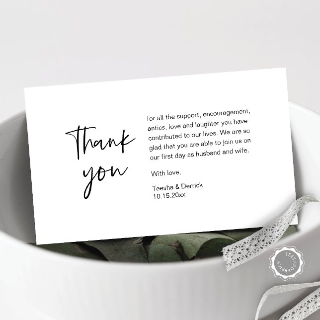 Wedding Thank you for attending, modern minimalist Enclosure Card (Wedding Thank you for attending, support, modern minimal Enclosure Card)
