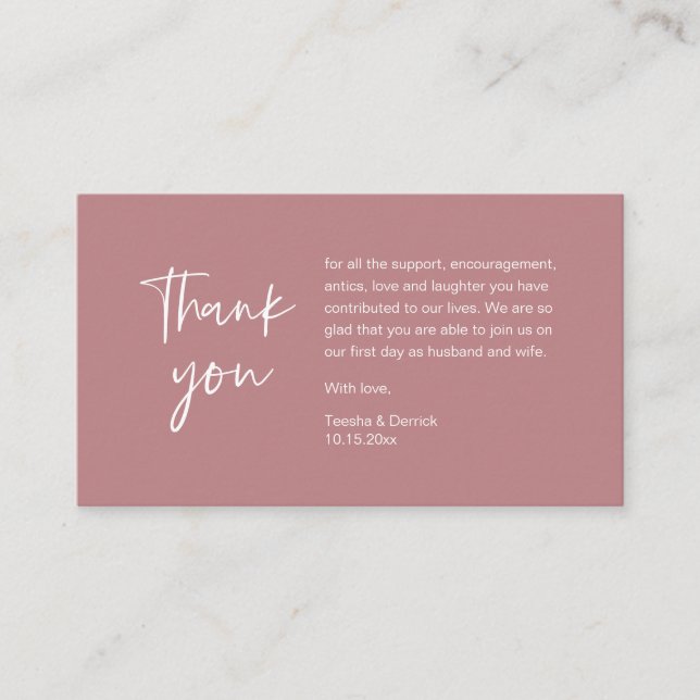 Wedding Thank you for attending, modern minimalist Enclosure Card (Front)