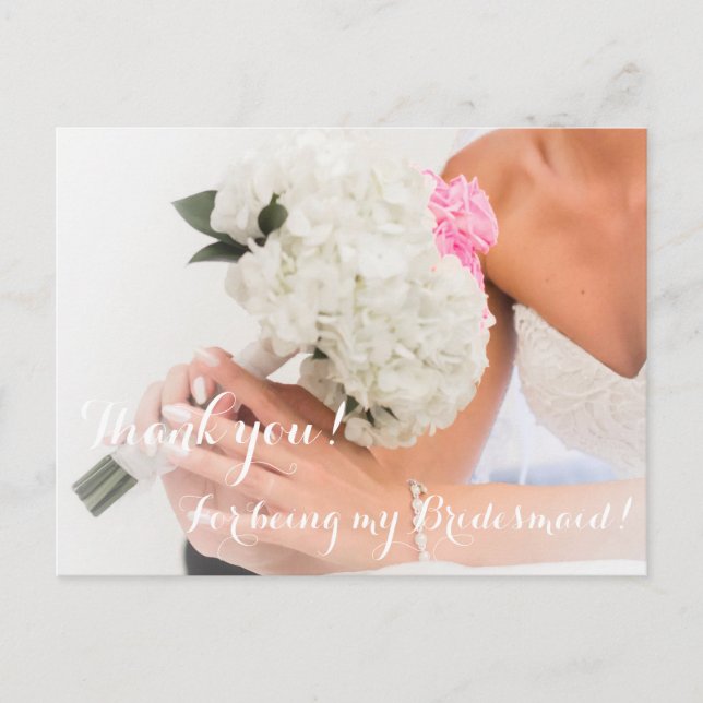 Wedding Thank You For Being My Bridesmaid Card (Front)