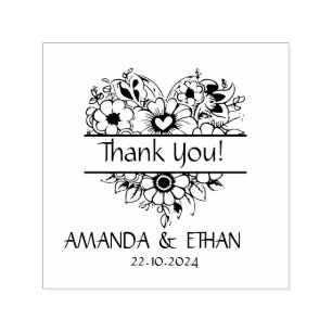 Wedding Thank you  Foral Theme Self-inking Stamp