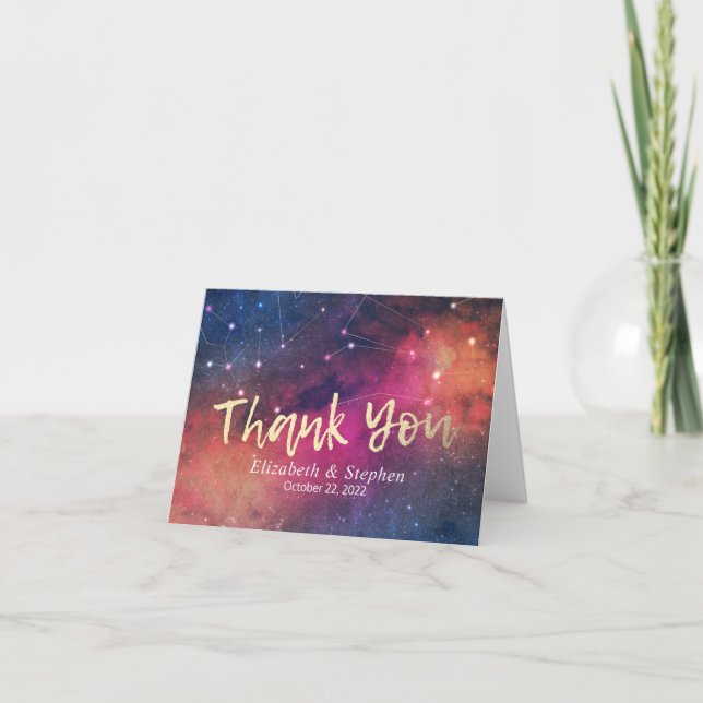Wedding Thank You Galaxy Star Nebula Constellation Card (Front)
