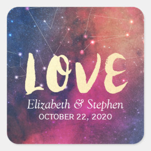 Wedding Thank You Galaxy Star Nebula Constellation Square Sticker