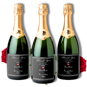 Wedding Thank You Gift Modern Script Names  Sparkling Wine Label