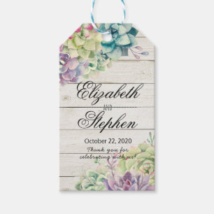 Wedding Thank You Gift Tags Succulents Rustic Wood