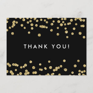 Wedding Thank You Gold Faux Glitter Confetti Black