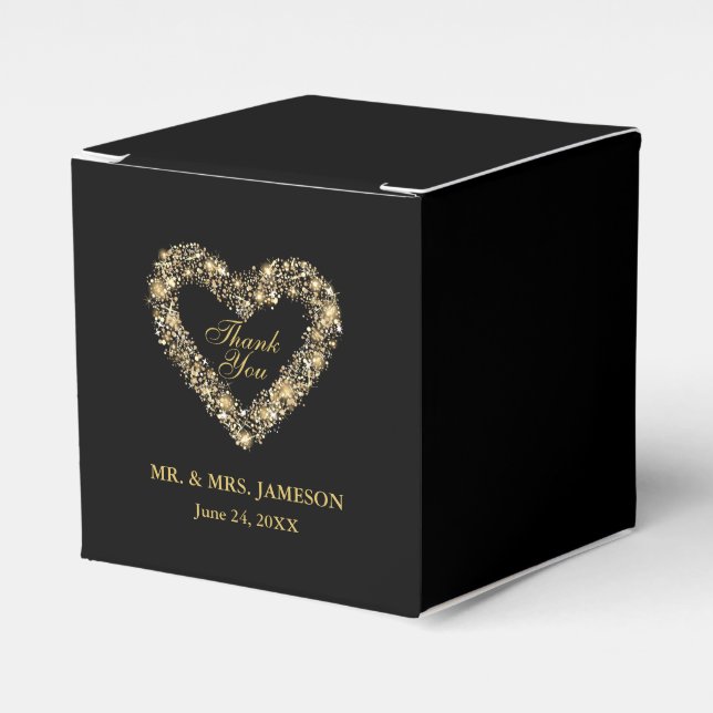 Wedding Thank You Gold Heart Wedding Favour Box (Front Side)