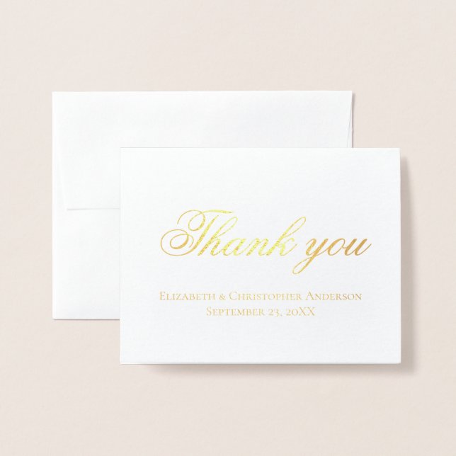 Wedding Thank you Gold or Silver Foil Personalised Card (Front With Envelope)