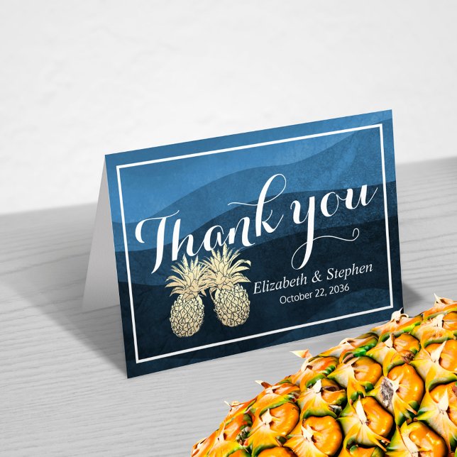 Wedding Thank You Gold Pineapple Couple Navy Blue (Creator Uploaded)