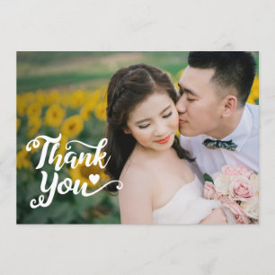 Wedding Thank You Handwritten Script Over Photo Invitation