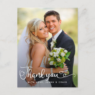 Wedding Thank You   Handwritten Script Over Photo Postcard