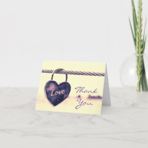 Wedding Thank You Heart Shaped Love Padlock Card