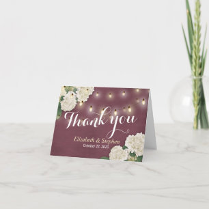 Wedding Thank You Hydrangea String Lights Burgundy