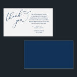 Wedding Thank you, in Classy Romantic Navy Blue Enclosure Card<br><div class="desc">This is the Modern minimalist,  Classy Romantic Navy Blue Script,  Wedding reception Enclosure Card. You can change the font colours,  and add your wedding details in the matching font / lettering. #TeeshaDerrick</div>