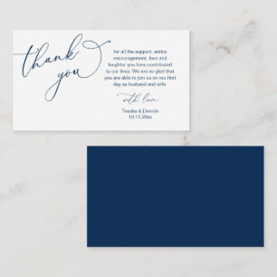Wedding Thank you, in Classy Romantic Navy Blue Enclosure Card