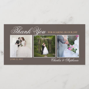 Wedding Thank You in Mocha Brown Photo Card