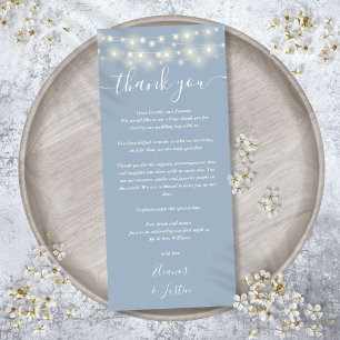 Wedding Thank You Lights Dusty Blue Place Card