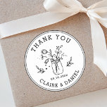 Wedding Thank You Mason Jar Flowers Classic Round Sticker<br><div class="desc">Create Your Own Wedding Thank You Round Sticker. For more advanced customisation of this design,  Please click the "Customise" button above!</div>