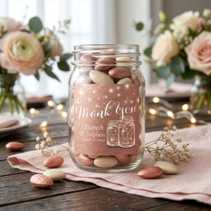 Wedding Thank You Mason Jar String Light Rose Gold Square Sticker