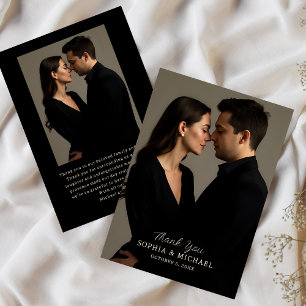 Wedding Thank You Message 2 Photos Elegant Black Card