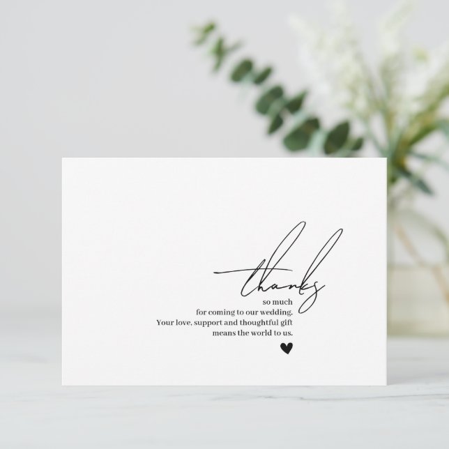 Wedding Thank You Message Calligraphy Script Card (Standing Front)