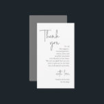 Wedding Thank you, Modern Dark Grey Script Enclosure Card<br><div class="desc">Say "thank you" to your wedding guests in style with these elegant and heartfelt cards. Each card features a beautiful design and a thoughtful message of gratitude to express your appreciation for your loved ones' presence on your special day. The front of the card features a stunning Dark Grey "thank...</div>