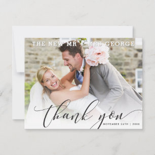 WEDDING THANK YOU modern luxe callligraphy black Card