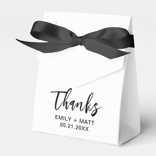 Wedding Thank You Modern Minimal White Favour Boxe Box (Front Side)