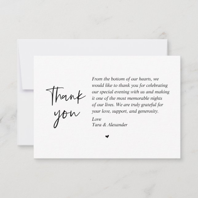 Wedding Thank you, modern minimalist Card (Front)