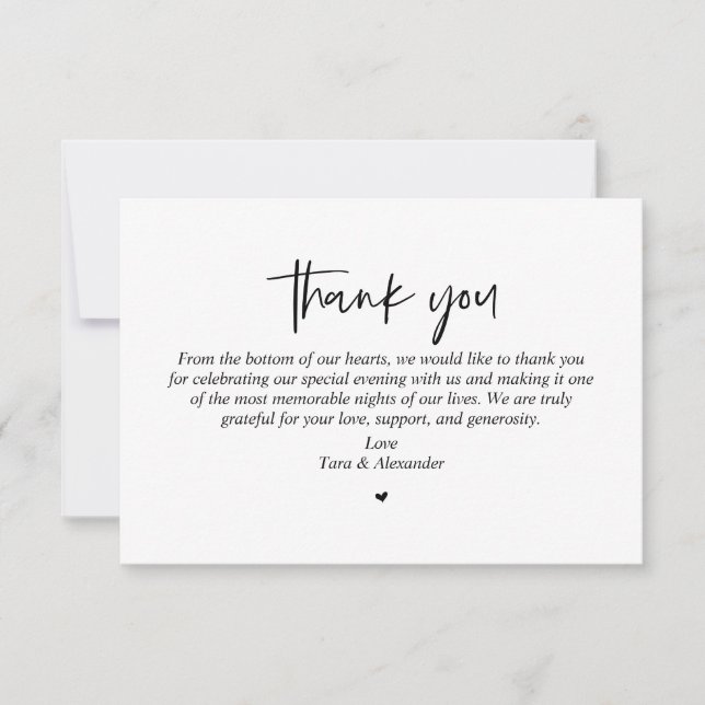 Wedding Thank you, modern minimalist Card (Front)