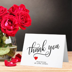 Wedding Thank You Modern Red Heart