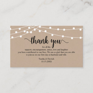 Wedding Thank you, Modern Rustic Brown Kraft Enclo Enclosure Card