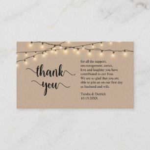 Wedding Thank you, Modern Rustic Brown Kraft Enclosure Card