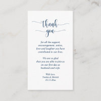 Wedding Thank you, Modern Script, Classy Navy Blue