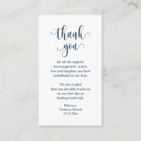 Wedding Thank you, Modern Script, Classy Navy Blue