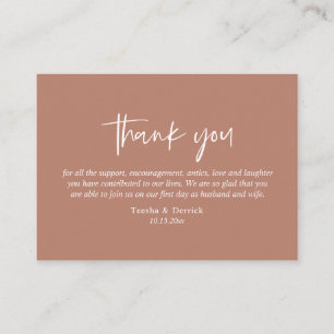 Wedding Thank you, Modern Simple Script, Earthy Enclosure Card