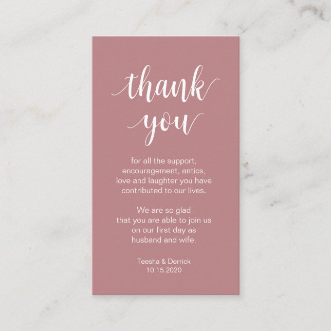 Wedding Thank you, Modern Simple Script Enclosure Card (Front)