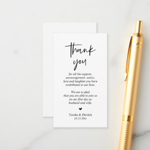 Wedding Thank you, Modern Simple Script Enclosure Card